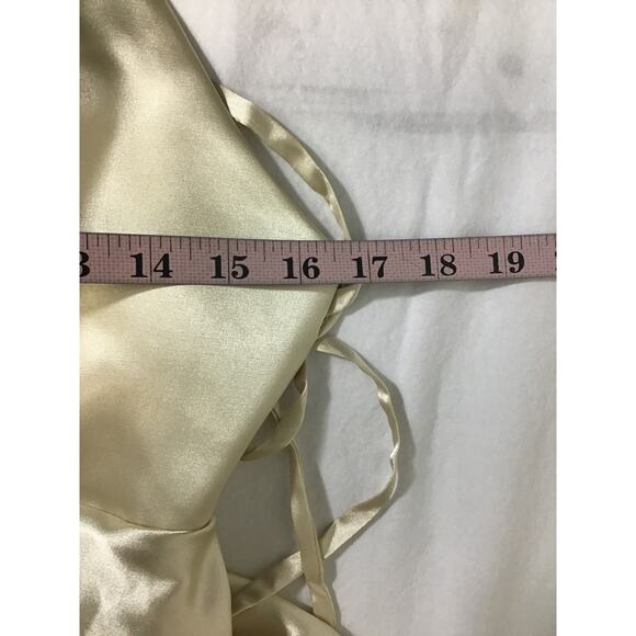 FORMAL SZ 4 S Champagne Satin Lace up Backless Party Maxi Dress NEW B148 - Picture 4 of 7